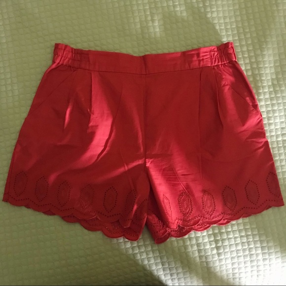 NWOT Joe Fresh Bright Red Scalloped Eyelet Shorts - Picture 5 of 6